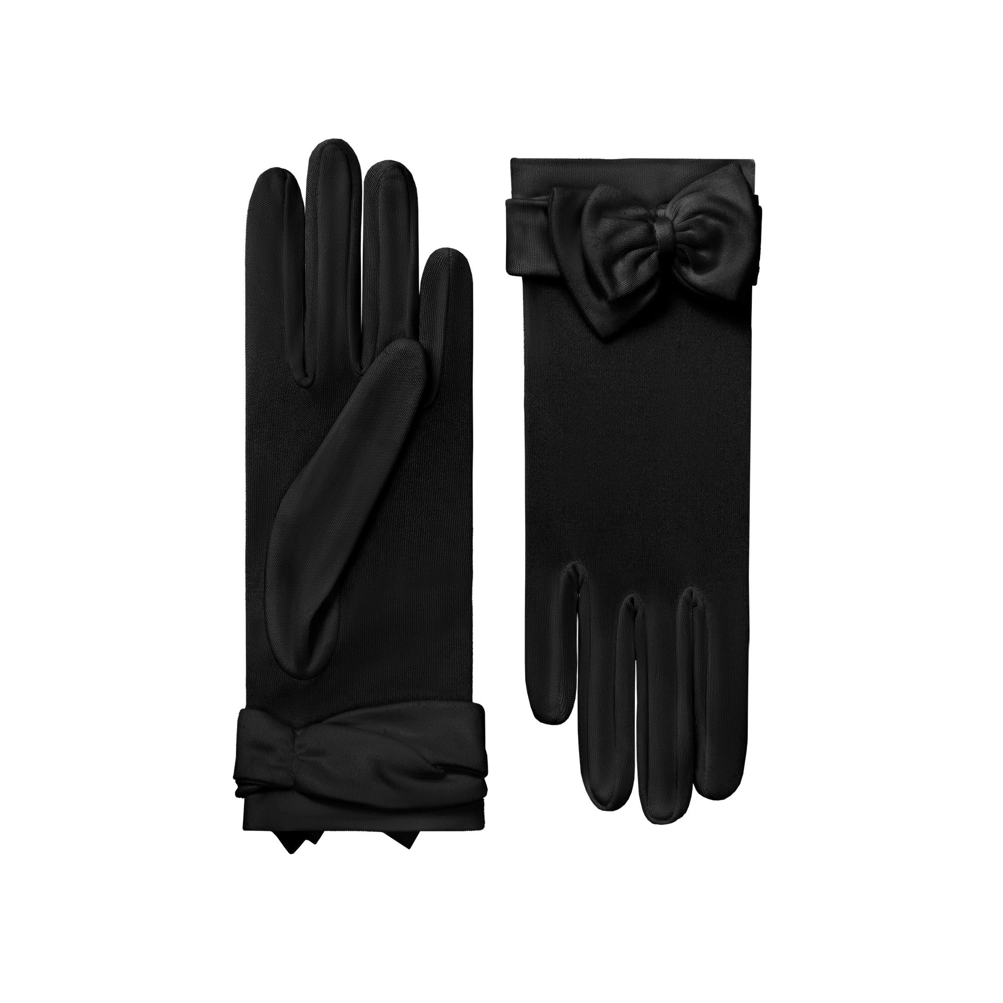 Giselle | Silk Glove with Bow-Black-Cornelia James