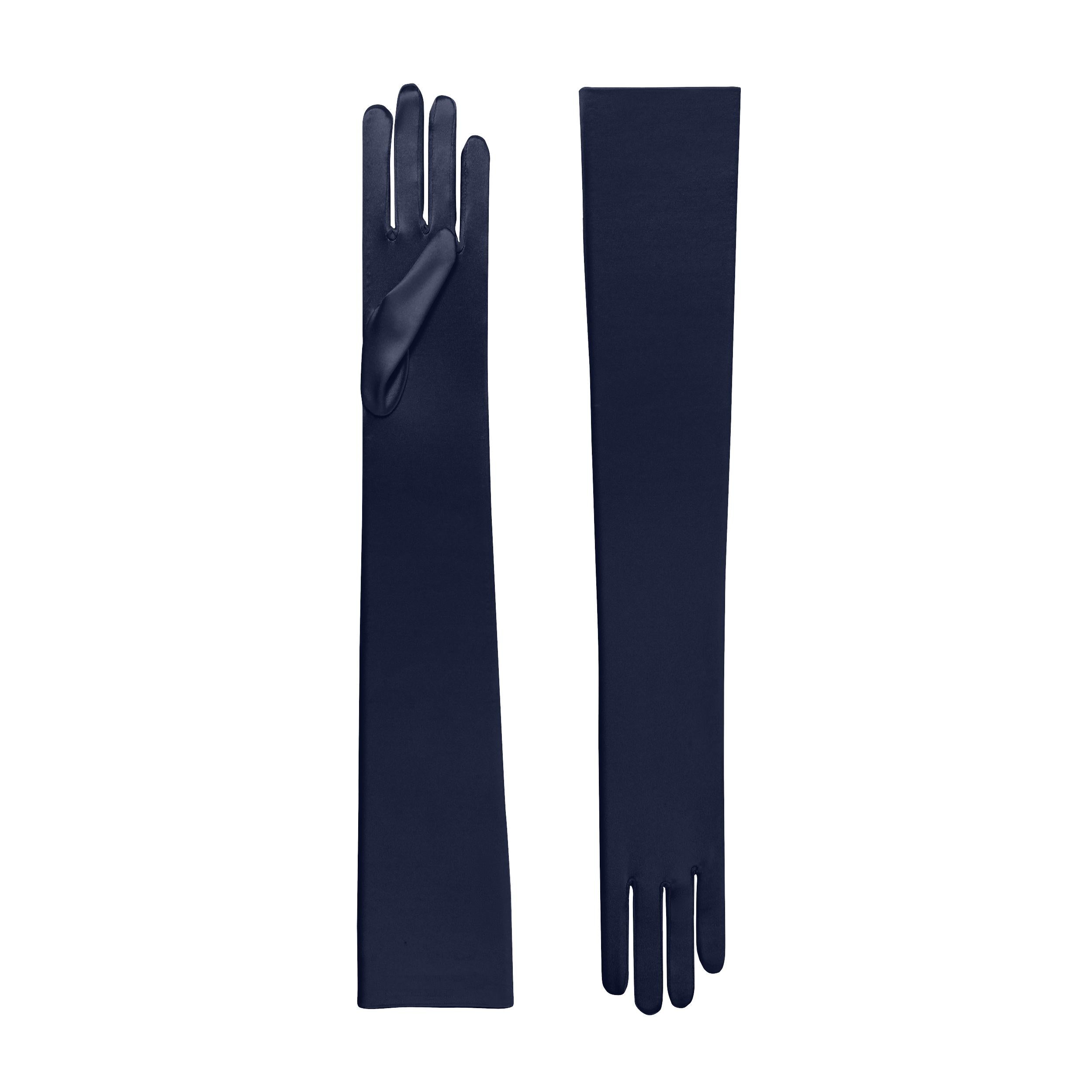 Hermione | Satin Opera Glove-Midnight Blue-Cornelia James