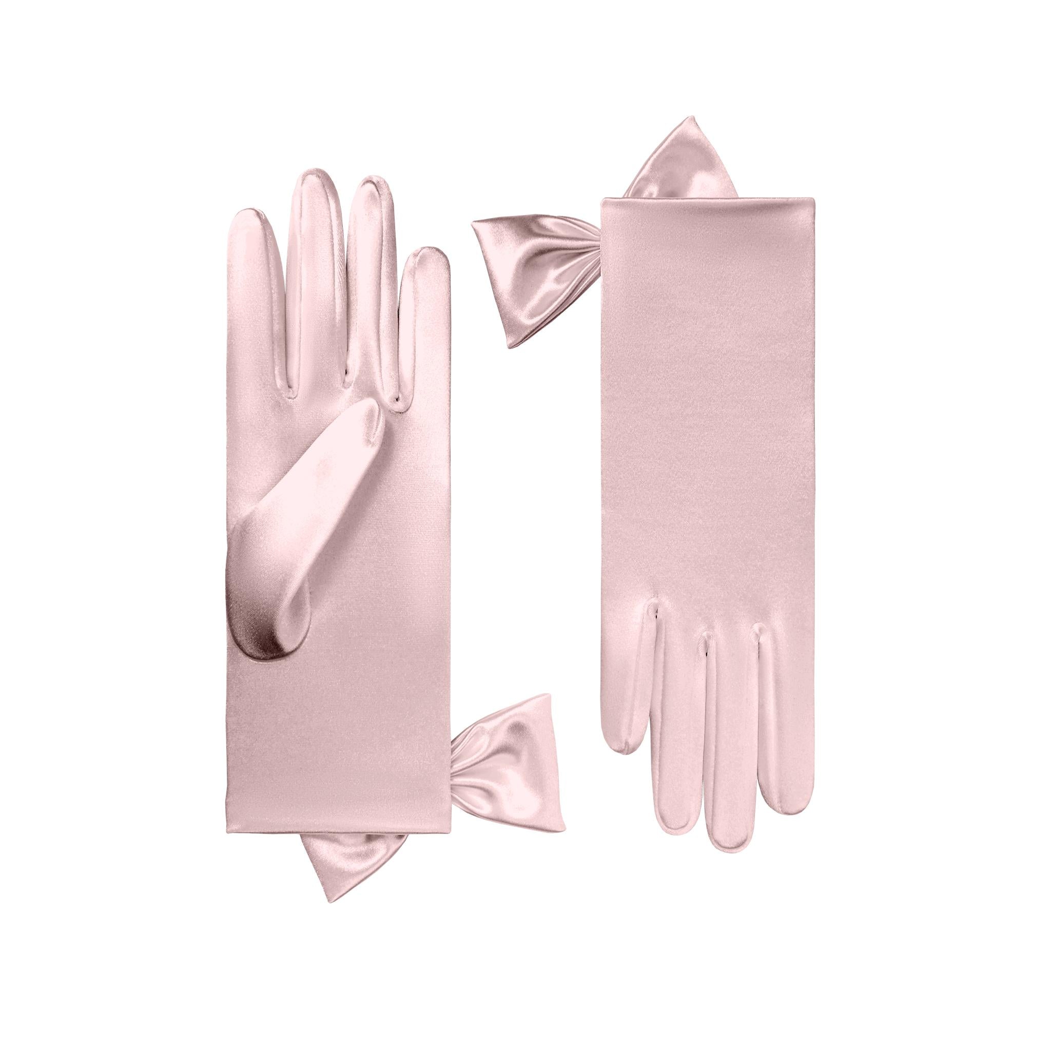 Penelope | Short Satin Glove with Sidebow-Ivory-Cornelia James